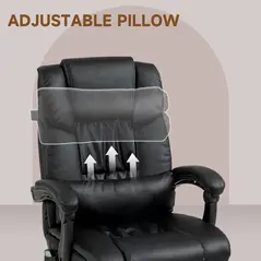 Vinsetto 6-Point Massage Office Chair, PU Leather Desk Chair with Adjustable Height and Footrest for Home Office, Black - 7