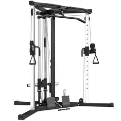 SPORTNOW Multifunctional Gym Machine with High-Low Pulleys Pull Up Bar Home Strength Training, Black - 1