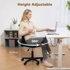 Vinsetto Computer Desk Chair, Armless Mesh Office Chair with Adjustable Height and Rolling Wheels, Black - 5