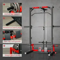SPORTNOW Cable Crossover Machine, Multi-Function Power Rack with Pull Up Bar, Lat Pull Down System, Squat Rack, Barbell Bar - 7