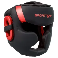 SPORTNOW Boxing Headguard w/ Adjustable Strap for Sparring, Kickboxing, MMA, Red/Black - 1