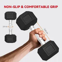SPORTNOW Hex Dumbbell Set with Weights Storage Rack, Rubber Coated Dumbbells, Non-Slip Chrome Handles, Space-Saving for Home Gym Weight Lifting Strength Training, 2 x 2kg, 2 x 5kg, 2 x 8kg - 5