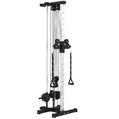 SPORTNOW Wall Mount Cable Machine, 15 Positions Adjustable Cable Crossover Machine Dual Pulley System for Home Gym - 1
