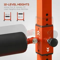 SPORTNOW Bulgarian Split Squat Stand, 12-Level Adjustable Single Leg Squat Machine with Foam Roller and Anti-Slip Pads for Lower Body Strength Training, Red - 5