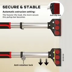 SPORTNOW Doorway Pull Up Bar, No Screws Door Frame Chin Up Bar, Adjustable Length (75-92cm) for Home Gym Workout, Max Load 200kg - 6