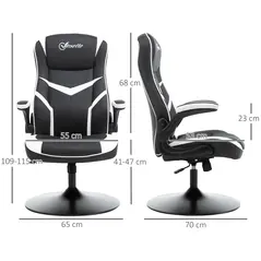 Vinsetto Gaming Chair Ergonomic Computer Chair with Adjustable Height Pedestal Base, Home Office Desk Chair PVC Leather Exclusive Swivel Chair Black - 3