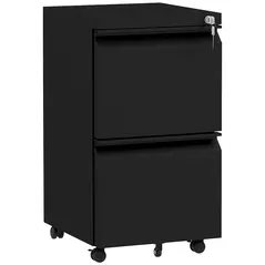 Vinsetto 2-Drawer Mobile Filing Cabinet, Steel Lockable File Cabinet for Letter, A4 and Legal Size, Pre-Assembled Body, Black - 1