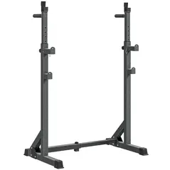SPORTNOW Heavy Duty Barbell Squat Rack, Adjustable and Multifunctional Weight Power Stand, for Home, Gym - Black - 1