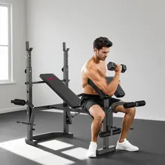 SPORTNOW Multi-Exercise Adjustable Weight Bench with Bench Press Rack - 2