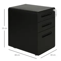 Vinsetto Lockable File Cabinet with 3 Drawers, Vertical Office Drawer for A4, Letter, Legal Size, Anti-tilt Design, Pre-Assembled Body, Black - 3