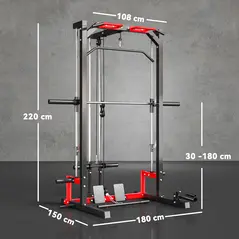 SPORTNOW Cable Crossover Machine, Multi-Function Power Rack with Pull Up Bar, Lat Pull Down System, Squat Rack, Barbell Bar - 3