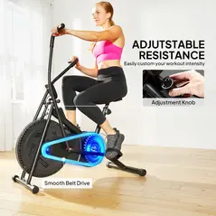 SPORTNOW Exercise Bike with Adjustable Seat, LCD Display for Home Gym - 4