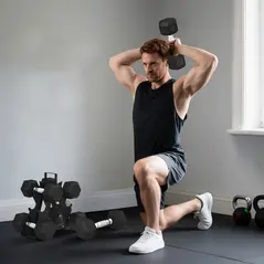 SPORTNOW Hex Dumbbell Set with Weights Storage Rack, Rubber Coated Dumbbells, Non-Slip Chrome Handles, Space-Saving for Home Gym Weight Lifting Strength Training, 2 x 2kg, 2 x 5kg, 2 x 8kg - 7