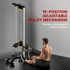 SPORTNOW Wall Mount Cable Machine, 15 Positions Adjustable Cable Crossover Machine Dual Pulley System for Home Gym - 7