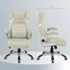 Vinsetto Linen-Look Office Chair, with Adjustable Height and Tension - Beige - 3