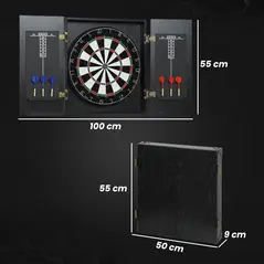 SPORTNOW Bristle Dartboard with Cabinet, 6 Steel Tip Darts, Cabinet - 3