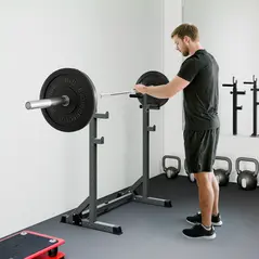 SPORTNOW Heavy Duty Barbell Squat Rack, Adjustable and Multifunctional Weight Power Stand, for Home, Gym - Black - 8