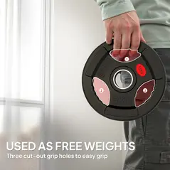 SPORTNOW Olympic Weight Plates, 2"/5cm Weight Disc Pair with Tri-Grips, 2 x 5kg Dumbbell Plates for Weightlifting and Strength Training Home Gym Fitness Workout, Black - 4