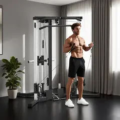 SPORTNOW Multifunctional Gym Machine with High-Low Pulleys Pull Up Bar Home Strength Training, Black - 8