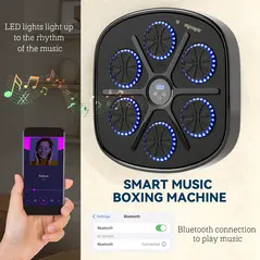 SPORTNOW Music Boxing Machine, Smart Bluetooth Boxing Machine Wall Mounted with 9 Speeds & Modes, LED Lights and Gloves, Punching Pad for Adults, Black - 5