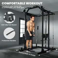 SPORTNOW Lat Pull-Down Home Gym Machine with Cable Crossover for Home Strength Training, Black - 7