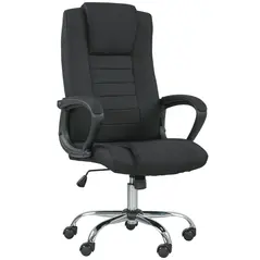 Vinsetto Linen-Look Swivel Office Chair - Black - 1