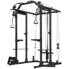 SPORTNOW Lat Pull-Down Home Gym Machine with Cable Crossover for Home Strength Training, Black - 1