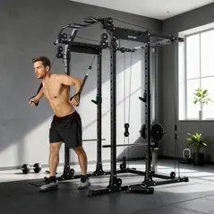 SPORTNOW Lat Pull-Down Home Gym Machine with Cable Crossover for Home Strength Training, Black - 2