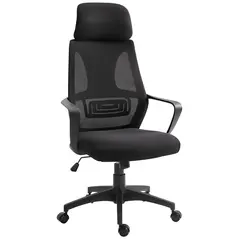 Vinsetto Ergonomic Office Chair, High Back Computer Chair, Mesh Desk Chair with Lumbar Support, Headrest, Wheel, Adjustable Height, Black - 1