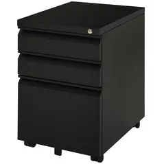 Vinsetto 3 Drawer Filling Cabinet, Mobile Metal File Cabinet with Anti-tilt Design for Letter, A4, Legal Size, Black - 1