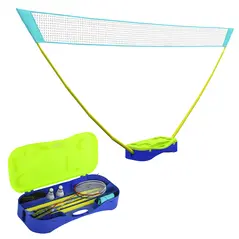 SPORTNOW Portable Badminton Net Set w/ Volleyball Net, Rackets, Shuttlecocks - 1