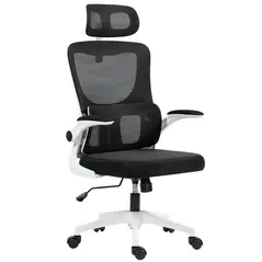 Vinsetto Ergonomic Office Chair, High Back Mesh Computer Desk Chair with Adjustable Headrest and Lumbar Support, Rotatable Armrests, Tilt Function for Home Office, Black - 1