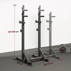 SPORTNOW Heavy Duty Barbell Squat Rack, Adjustable and Multifunctional Weight Power Stand, for Home, Gym - Black - 3
