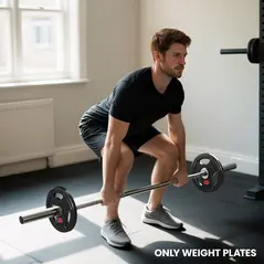 SPORTNOW Olympic Weight Plates, 2"/5cm Weight Disc Pair with Tri-Grips, 2 x 15kg Dumbbell Plates for Weightlifting and Strength Training Home Gym Fitness Workout, Black - 9