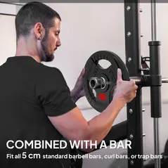 SPORTNOW Olympic Weight Plates, 2"/5cm Weight Disc Pair with Tri-Grips, 2 x 10kg Dumbbell Plates for Weightlifting and Strength Training Home Gym Fitness Workout, Black - 5