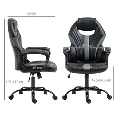 Vinsetto Computer Gaming Chair, Desk Chair with Breathable PU Leather Back and Seat, Soft Padded Armrests and Rolling Wheels for Adults and Gamers, Black - 3
