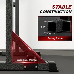 SPORTNOW Heavy Duty Barbell Squat Rack, Adjustable and Multifunctional Weight Power Stand, for Home, Gym - Black - 7