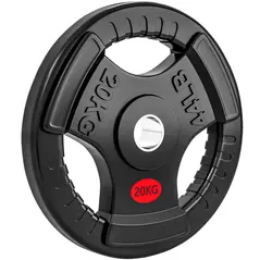 SPORTNOW Olympic Weight Plate, 2"/5cm Weight Disc with Tri-Grips, 20kg Dumbbell Plate for Weightlifting and Strength Training Home Gym Fitness Workout, Black - 1