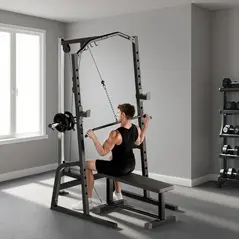 SPORTNOW Power Cage Power Rack with 15-Level Squat Rack, Cable Pulley System, Pull up Stand and Push up Stand - 2
