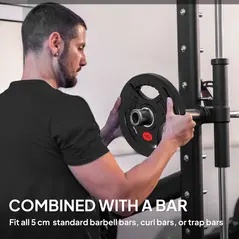 SPORTNOW Olympic Weight Plates, 2"/5cm Weight Disc Pair with Tri-Grips, 2 x 5kg Dumbbell Plates for Weightlifting and Strength Training Home Gym Fitness Workout, Black - 5