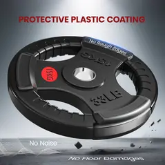 SPORTNOW Olympic Weight Plates, 2"/5cm Weight Disc Pair with Tri-Grips, 2 x 15kg Dumbbell Plates for Weightlifting and Strength Training Home Gym Fitness Workout, Black - 6