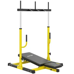 SPORTNOW Vertical Leg Press Machine with Adjustable Leg, Back and Head Positions, 1" Standard Plate Compatible, Yellow - 1