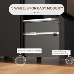 Vinsetto 2-Drawer Mobile Filing Cabinet, Steel Lockable File Cabinet for Letter, A4 and Legal Size, Pre-Assembled Body, Black - 7