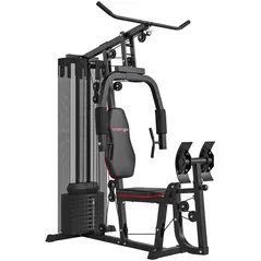 SPORTNOW Weights Machine, Multi Gym with 45kg Weight Stack, Compact Home Gym Leg Press Machine for Full Body Training - 1