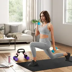 SPORTNOW Dumbbells Set with Storage Rack, 2 x 1kg, 2 x 3kg, 2 x 5kg, Pink - 2