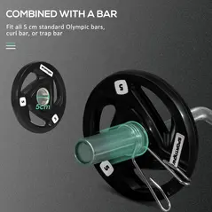 SPORTNOW Tib Bar with 2 x 5kg&2 x 10kg Olympic Weight Plates, Tibialis Trainer Calf Raise Machine for Shin Splints and Knee Pain Relief, for Home, Gym, Lifting and Strength Training - 8