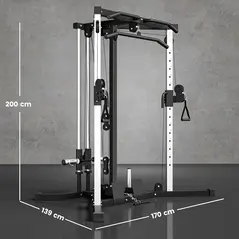 SPORTNOW Multifunctional Gym Machine with High-Low Pulleys Pull Up Bar Home Strength Training, Black - 3