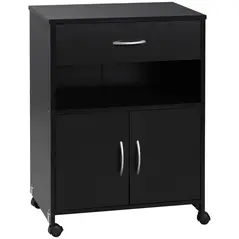 Vinsetto Printer Stand Mobile Printer Cabinet with Storage, Open Shelf, Drawer for Home Office, 60cm x 39cm x 80cm, Black - 1