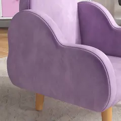 ZONEKIZ Kids Armchair Toddler Sofa Children Chair with Arm Rest, Wooden Frame, Velvet, PP Legs, Cloud Shape, for Ages 1.5-3 Years - Purple - 9