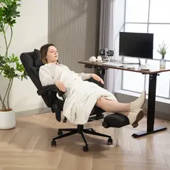 Vinsetto Office Chair with 6-point Vibration Massage and Heat, Computer Chair with Adjustable Height, Head Pillow, Footrest for Home, Black - 2